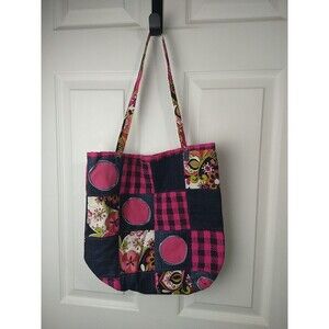 Handmade Denim Patchwork Pink Black Shoulder Bag/Tote New